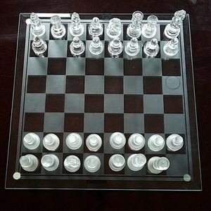 Glass chess set.